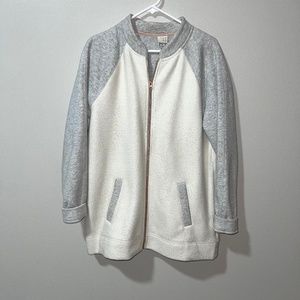 A New Day Ivory and Heather Grey zip up coat